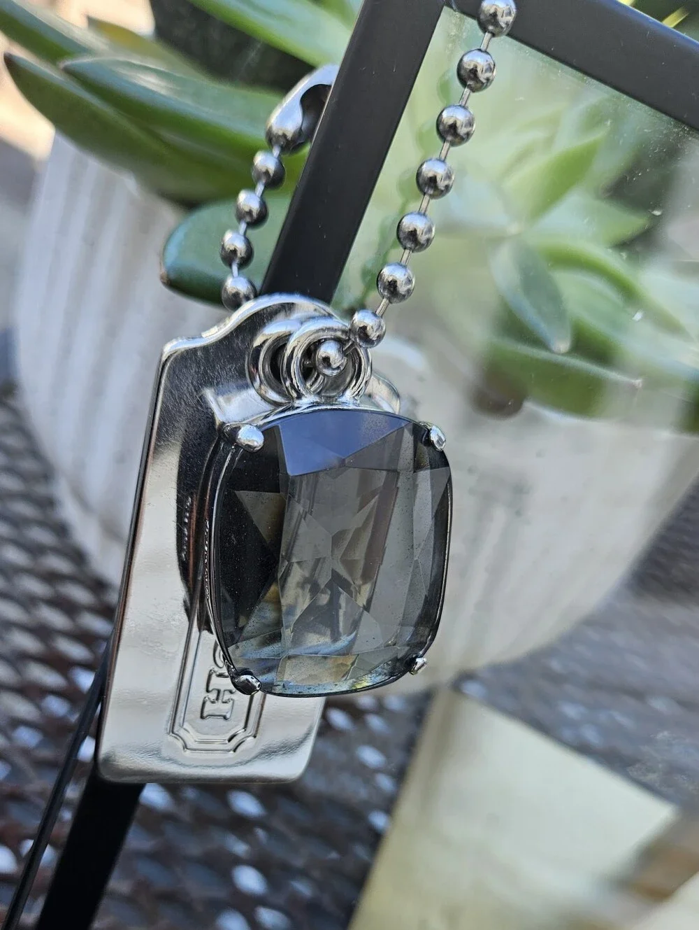 Coach Faceted Crystal Bag Charm Keychain Silver Tone Hangtag Collectible - Picture 4 of 7